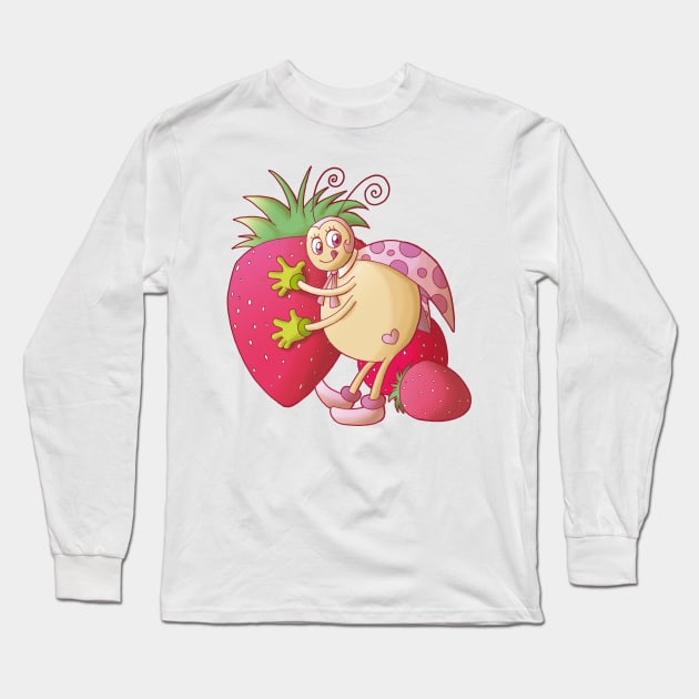 Ladybug with strawberries Long Sleeve T-Shirt by Adamis
